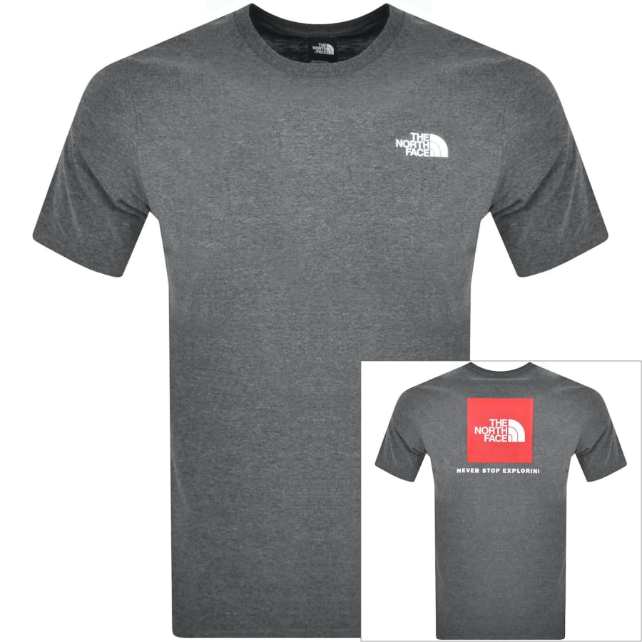The North Face Redbox T Shirt Short Sleeve Dark Grey Red Xs